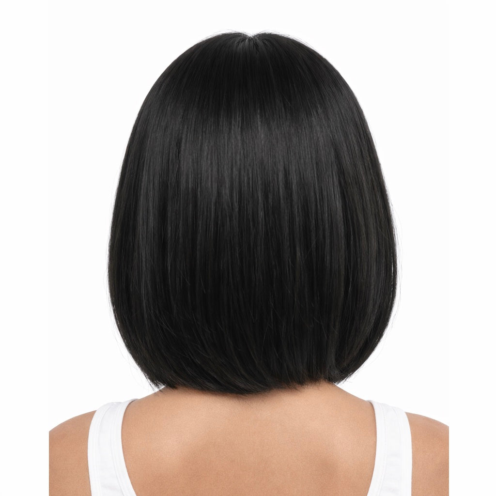 Perruque Bob Court Sleek à Frange - Noir Intense - Synthétique Premium
