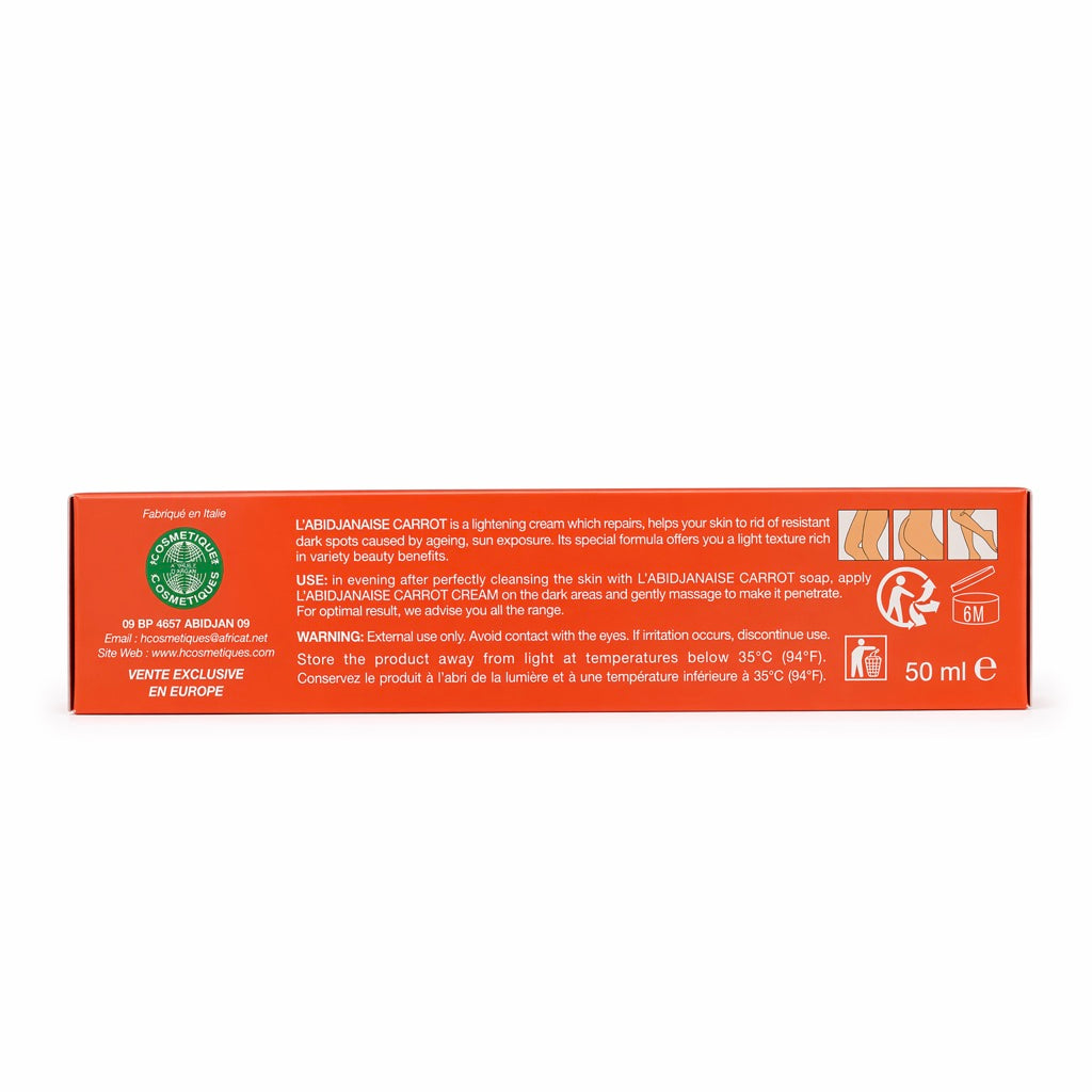 L'Abidjanaise – Crème Réparatrice à la Carotte 50ml – Teint Clair & Net