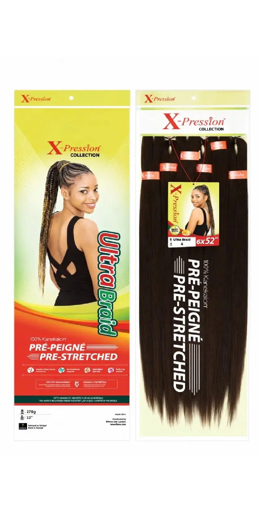 Mèches X-Pression Pré-peignées Couleur Unie - Maxi Pack 6 Bundles