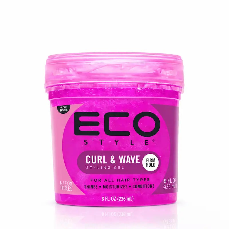 Pot de gel Eco Style Curl and Wave rose pour cheveux ondulés et bouclés 8oz