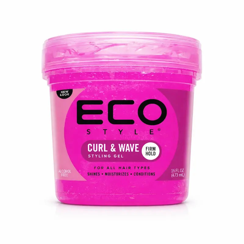 Pot de gel Eco Style Curl and Wave rose pour cheveux ondulés et bouclés 473ml
