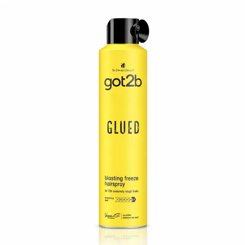 Bombe aérosol jaune de spray fixateur got2b Glued Blasting Freeze Spray.