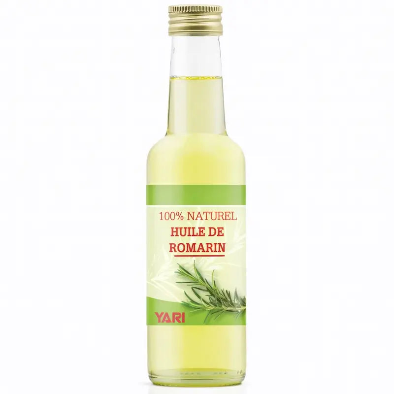Flacon d'huile de Romarin pure 100% naturelle Yari pour cheveux et peau.