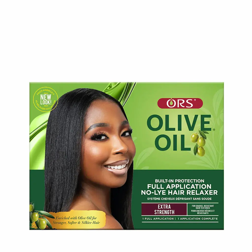 Boîte complète du kit de défrisage ORS Olive Oil Built-In Protection extra forte