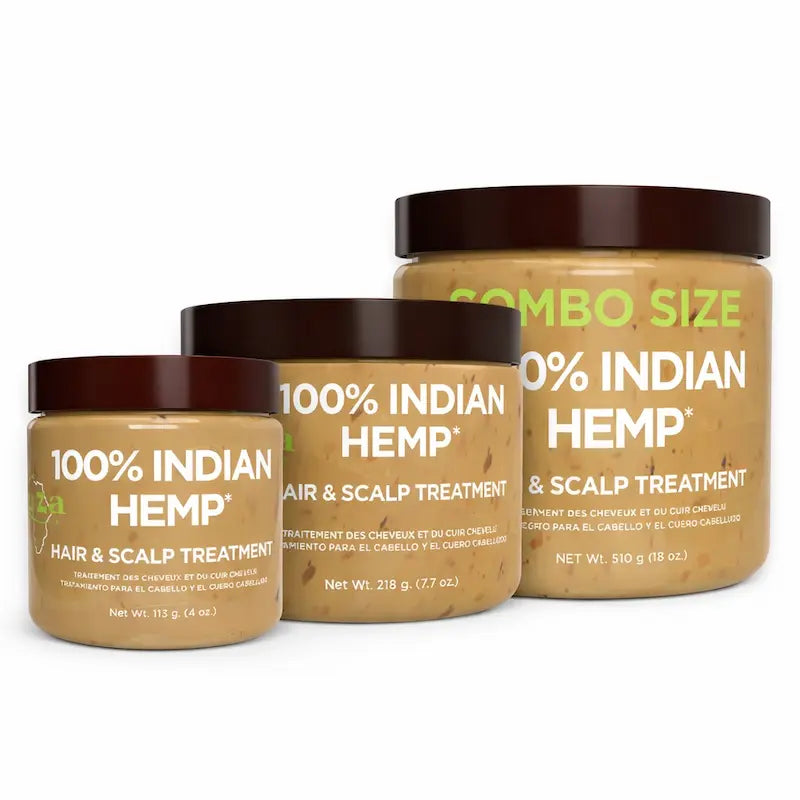 Pot de pommade capillaire Kuza Indian Hemp aux herbes indiennes.