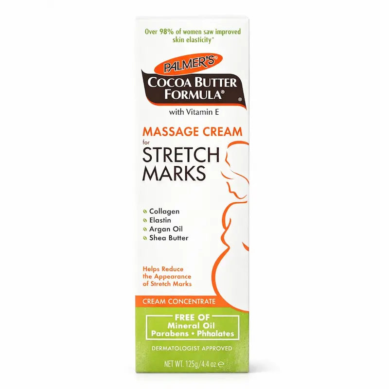 Tube de crème de massage Palmer's Cocoa Butter Formula contre les vergetures.