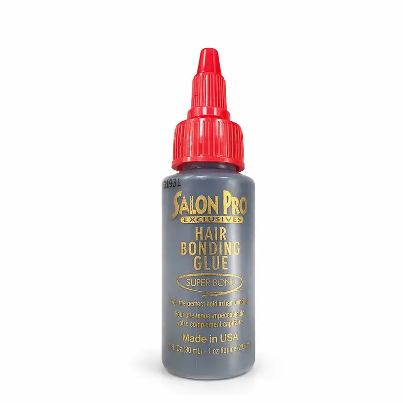 Flacon de colle capillaire noire Salon Pro pour pose de mèches et tissages.