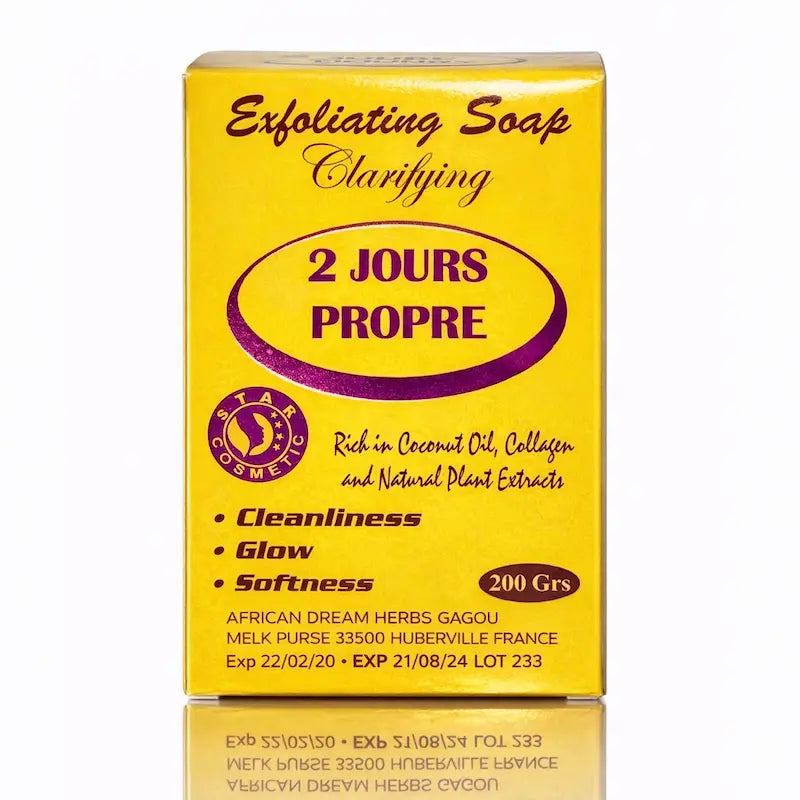 Pain de savon gommant et clarifiant 2 Jours Propre à l'huile de coco.