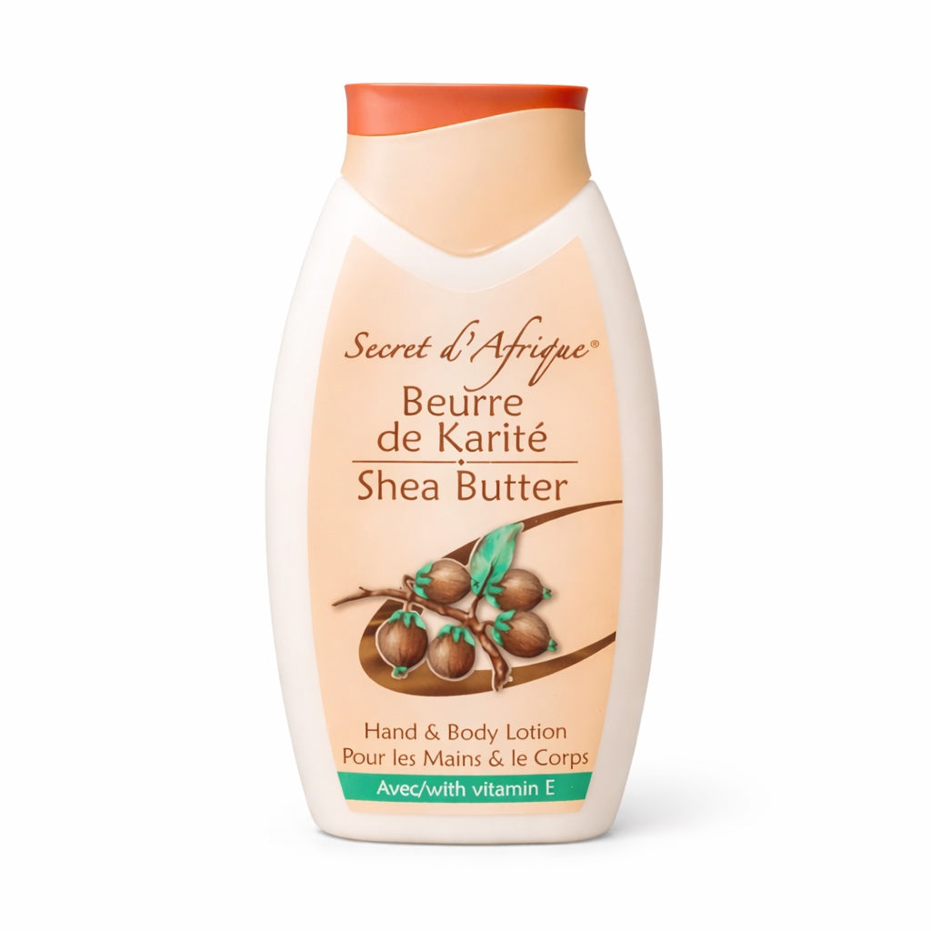 Flacon pompe de crème mains et corps Secret d'Afrique au beurre de karité