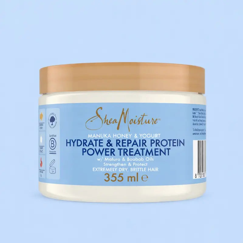 Pot de masque protéiné Shea Moisture Manuka Honey & Yogurt Hydrate + Repair.