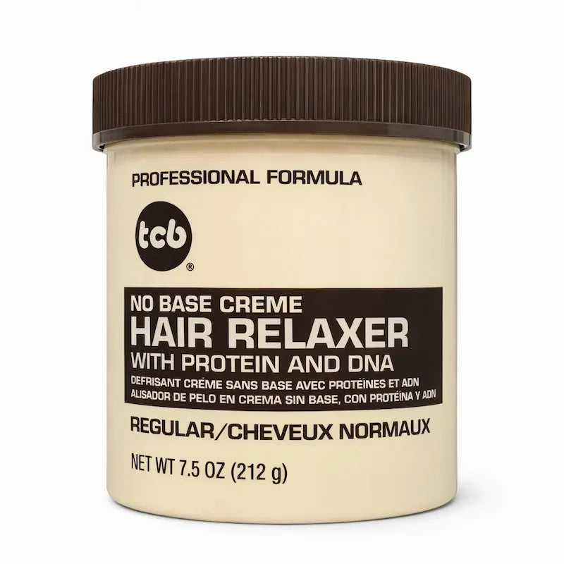 Pot de crème défrisante TCB No Base Relaxer aux protéines et ADN.