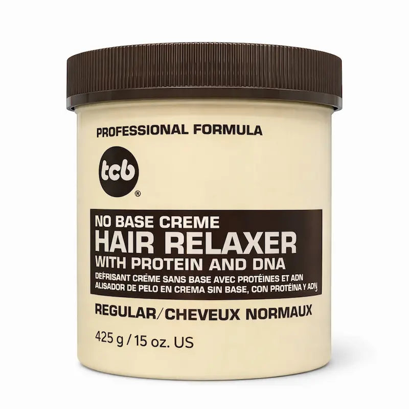Pot de crème défrisante TCB No Base Relaxer aux protéines et ADN.