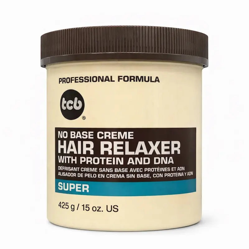 Pot de crème défrisante TCB No Base Relaxer aux protéines et ADN.