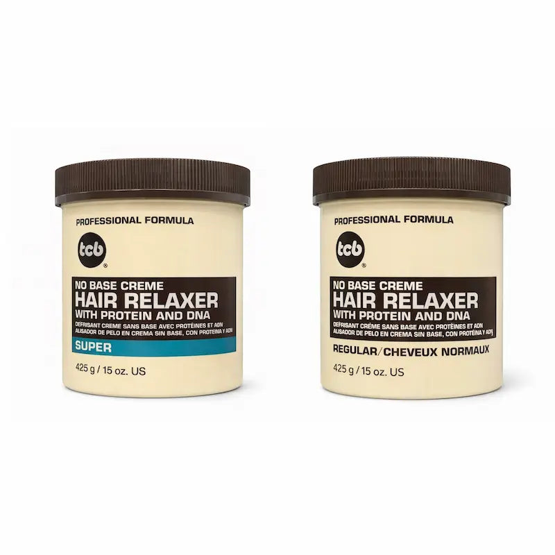 Pot de crème défrisante TCB No Base Relaxer aux protéines et ADN.