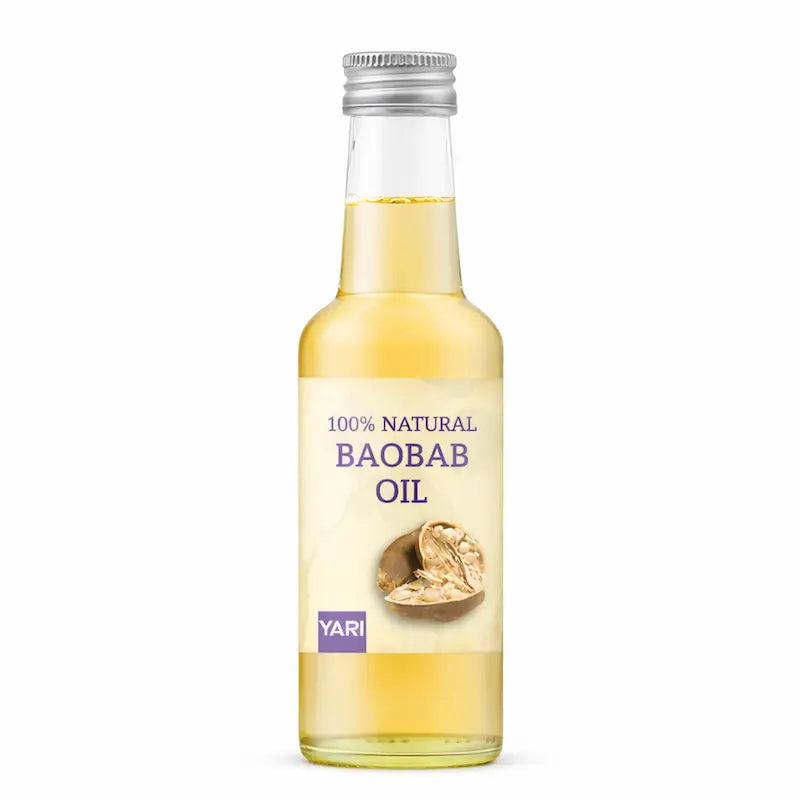 Flacon d'huile de Baobab 100% naturelle Yari pour peaux et cheveux très secs