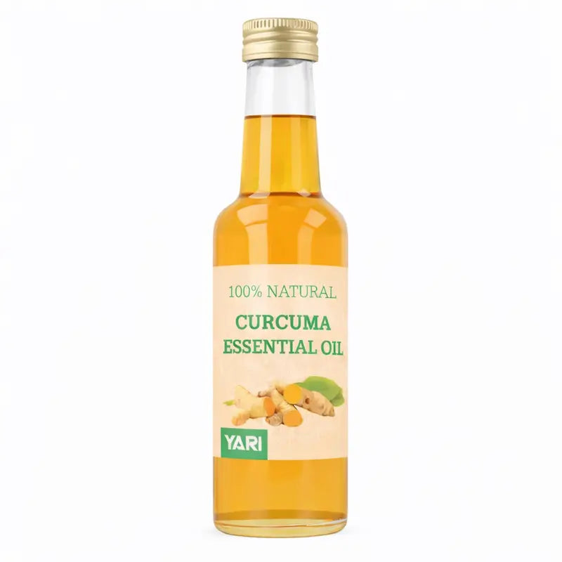 Flacon d'huile de curcuma 100% naturelle Yari pour soins peau et cheveux.